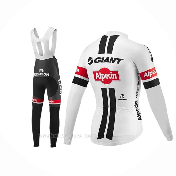 2016 Ropa Ciclismo Giant Alpecin Negro Blanco Mangas Largas y Culotte Lunga